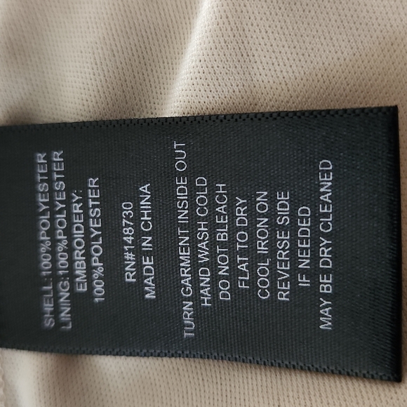 Beige by Eci, Swing Dress, Sm with embrodierd net of Maroon Roses and Leaves - Picture 6 of 6